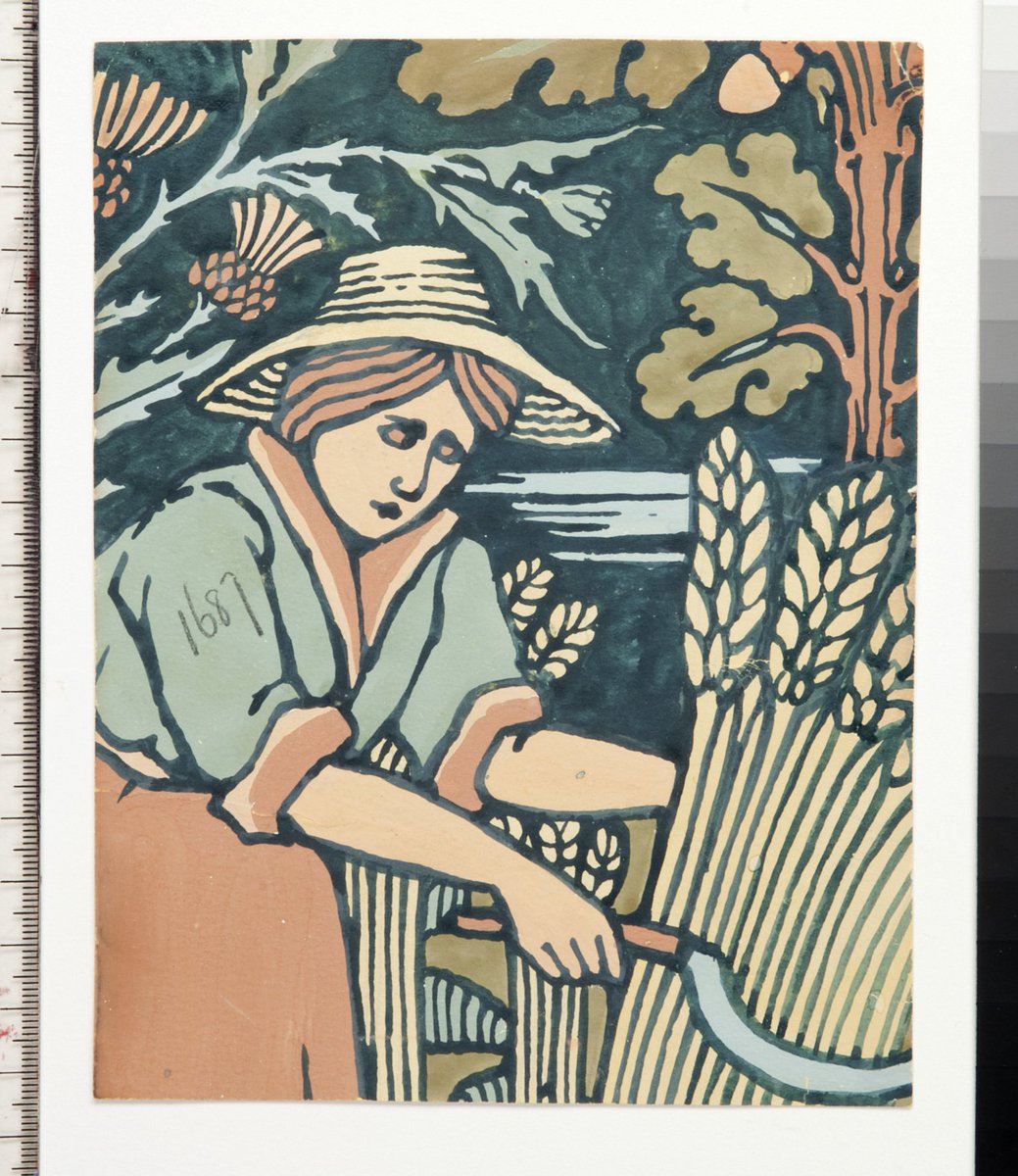 It's Harvest season so we're sharing this 1893 Silver Studio design of a woman gathering wheat #SIlver50 #Harvest17 #wallpaperwednesday