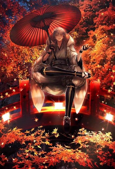 紅葉と鶴丸 