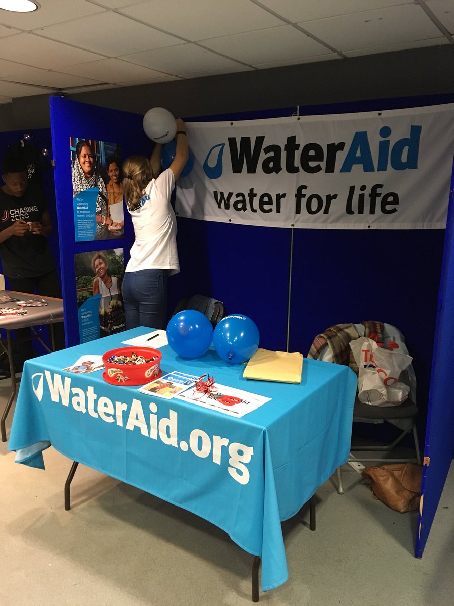 CardiffWaterAid's tweet photo. Setting up for today’s #SocietiesFair #CSUFreshers #Freshers17 @cardiffstudents https://t.co/sgtYQUpeRx