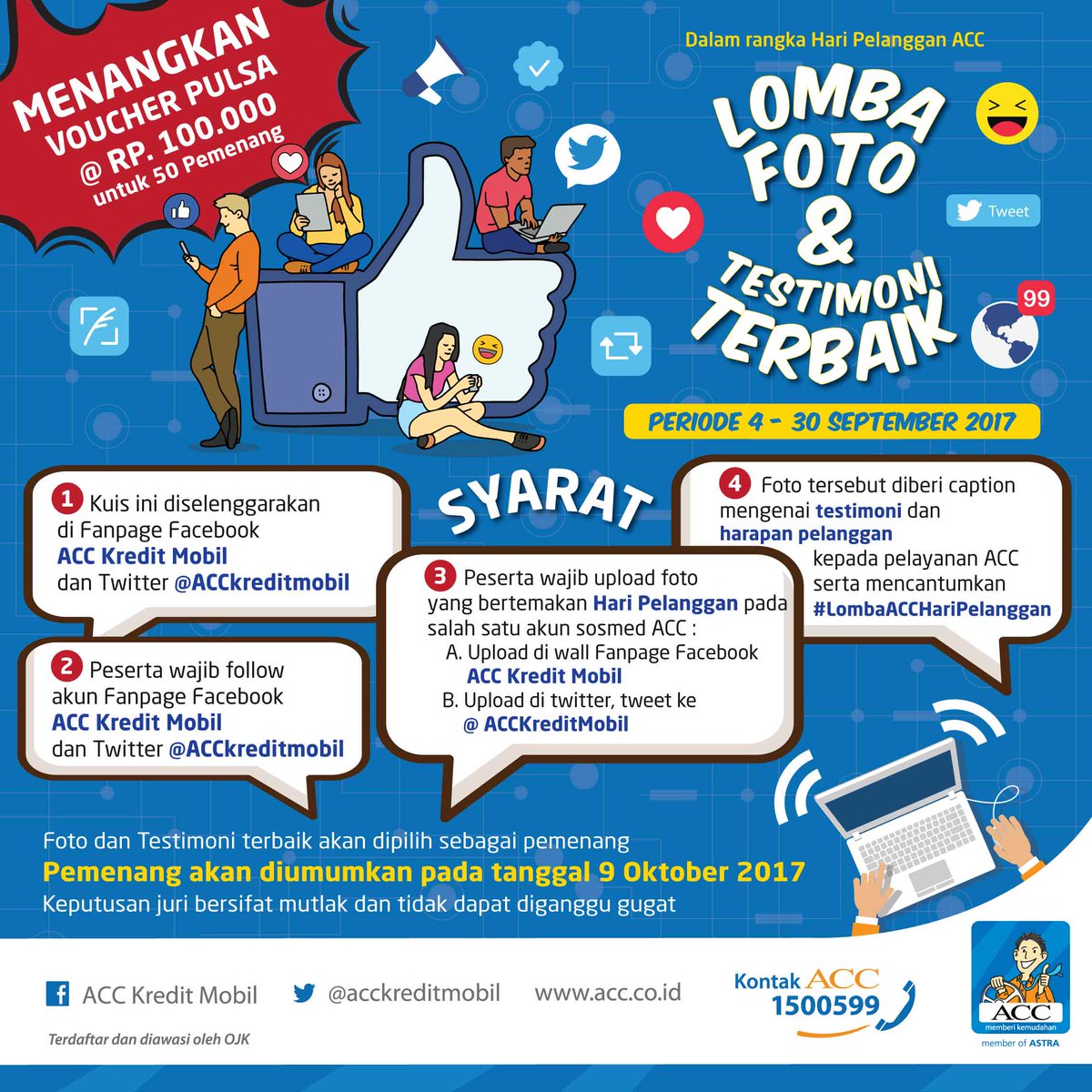 acconeid's tweet photo. ACC Friends, menangkan lomba foto &amp; testimoni terbaik dalam rangka Hari Pelanggan ACC. Lomba ini terbuka untuk umum. #LombaACCHariPelanggan https://t.co/EIBuZjH1Mz