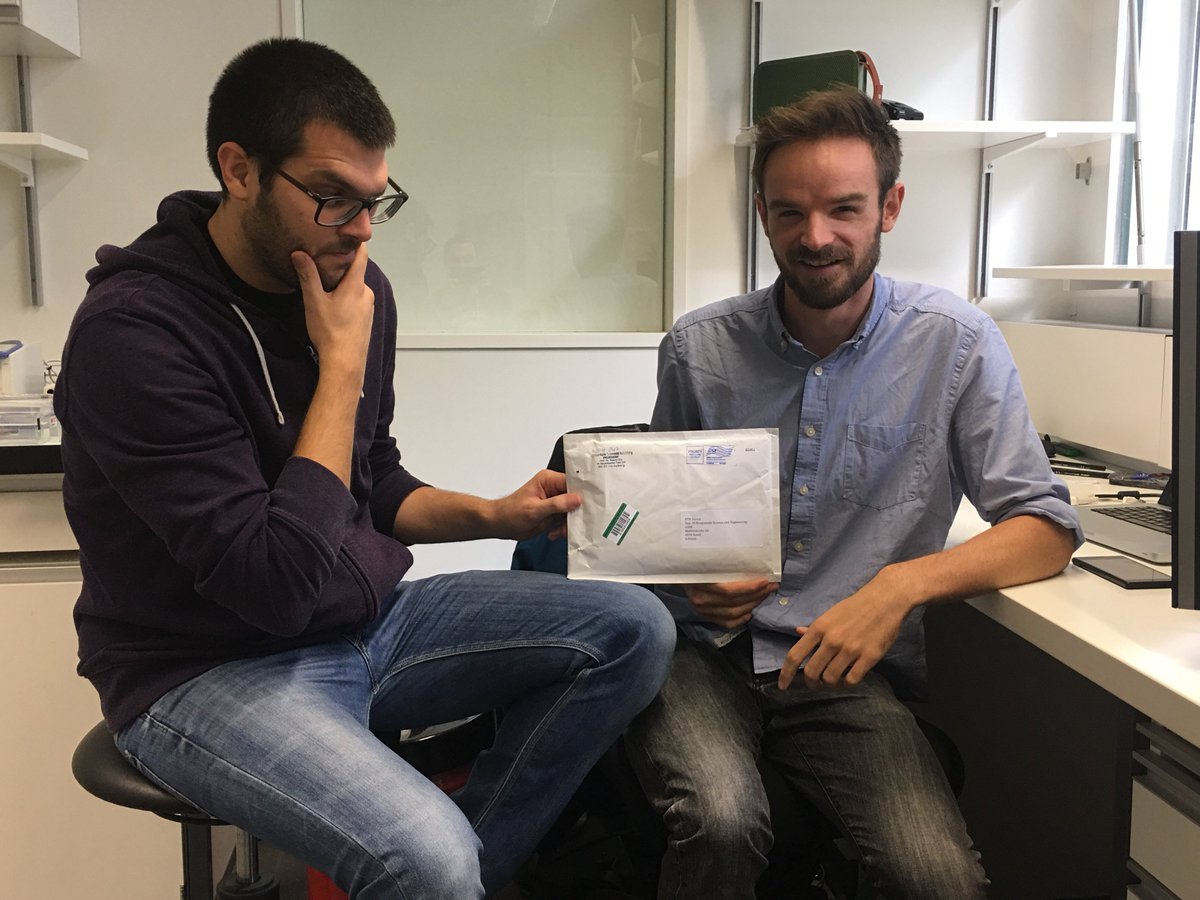 ETH_iGEM's tweet photo. Collaboration time, part 2! IGEM Heidelberg 2017, we received your gift today! Our boys can't wait to unwrap it. :P #iGEM2017 #iGEM2017ETH https://t.co/vL0RUQ15fq