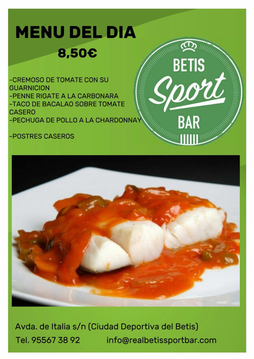BetisSportBar's tweet photo. Quieres comer en un lugar emblemático,auténtica comida casera,por un precio asequible y sin tener que buscar mucho? #nobusques+qnohay: 👇🏻👌🏻 https://t.co/p02H0JdksN