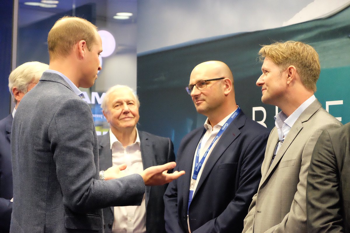 HRH greets presenter and narrator Sir David Attenborough &amp; Blue Planet II producers at the Premiere.  #BluePlanet2