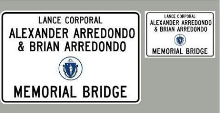 MassEOVS's tweet image. Thur 11-12 Honor&amp;amp;Remember Lcpl Alexander Scott Arredondo USMC &amp;amp;Brian Luis Arredondo at the bridge dedication ceremony #FallenButNotForgotten