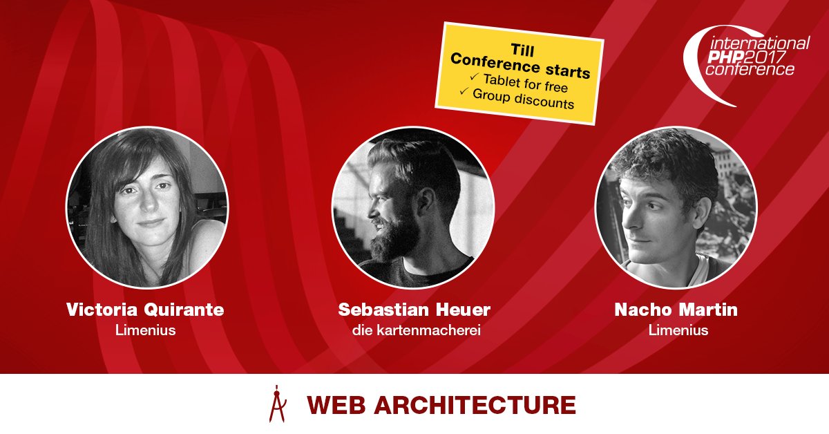 phpconference's tweet image. #WebArchitecture is a big topic at #IPC! Join #IPC17 and meet our speakers @belanur, @vicqr &amp;amp; @nacmartin ow.ly/CFRp30fspaC