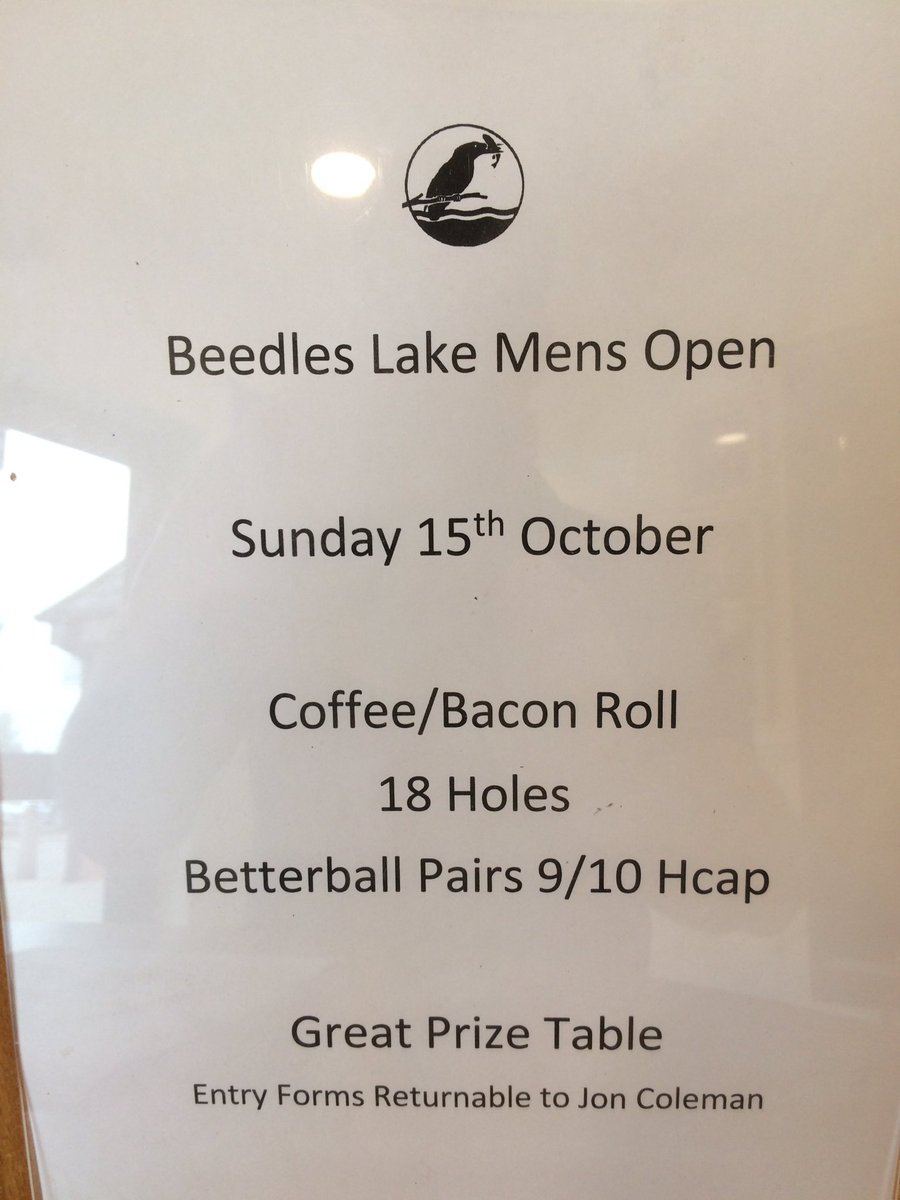 BeedlesLake's tweet photo. Men's Pairs Open 15th October 2017 entry forms online or clubhouse, great prize table - please enter if you can make it #Beedles Lake https://t.co/th8ltoeKC6