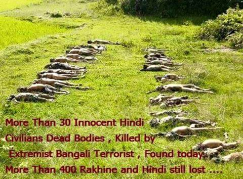 OfficialBurmese's tweet photo. This photo is Bangali Torrorist killed Rakhine and Hindi people. 24 september 2017 found more than 400 Rakhine and Hindi.  @Malala @china https://t.co/QyXRxPl5ss