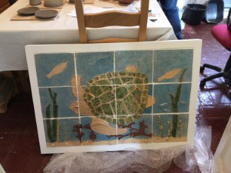 angleseyseazoo's tweet photo. The frieze of #MenaiTheTurtle made by ceramic artist Lyn Gallagher with the help of kids is ready! read more here: https://t.co/jljWaZcmG4 https://t.co/Ftxqf31p9s