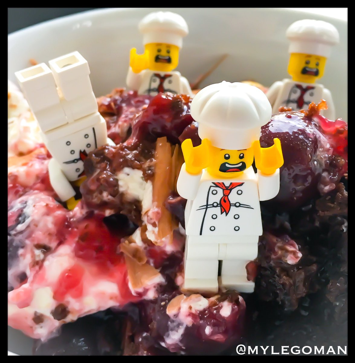 mylegoman's tweet image. Just attempting a Black Forest Trifle... for the #GBBOTwitterBakeAlong How hard can it be?? #GBB0 #PuddingWeek