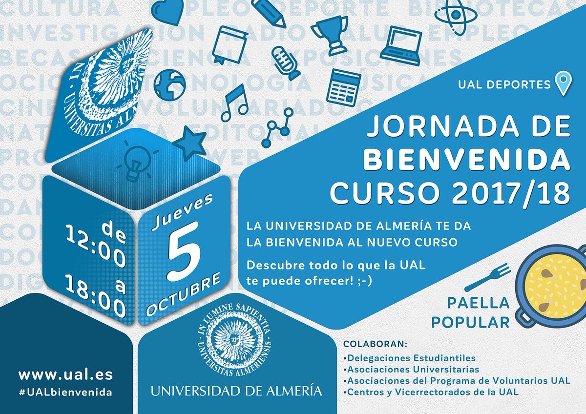 El día 5 te esperamos en la Jornada de Bienvenida 2017/2018. Conoce nuestros servicios, las asociaciones de estudiantes, voluntariado...