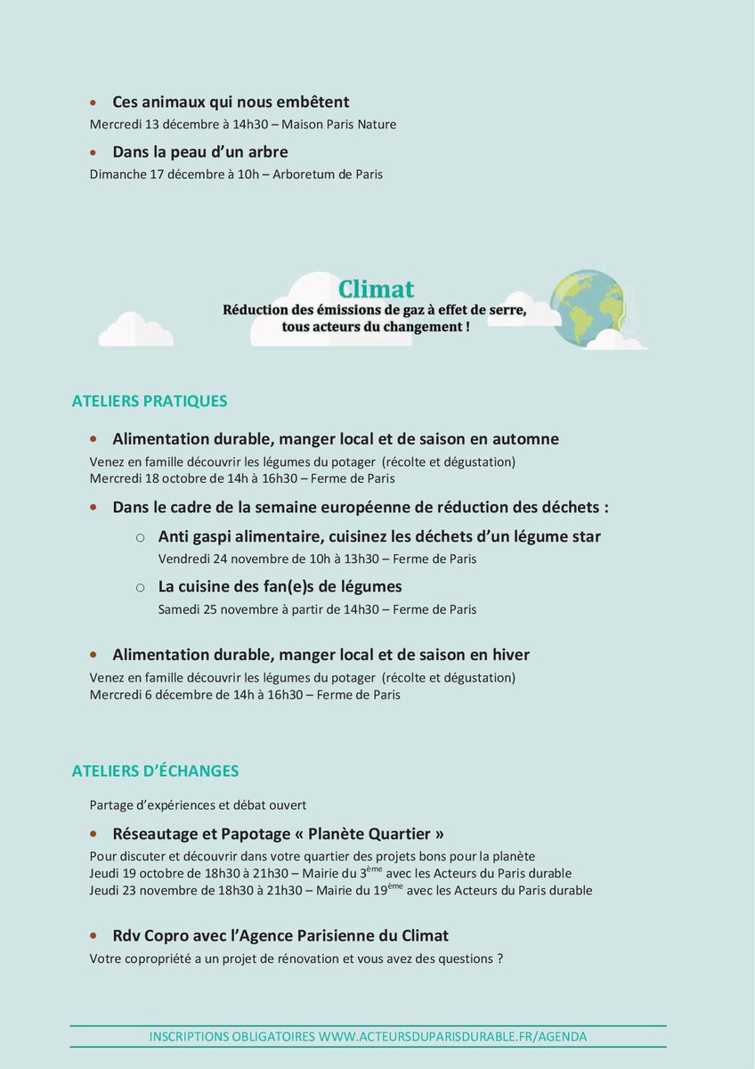 La programmation de l'Agence de l'Ecologie Urbaine du 4 trimestre est à consulter ! Atelier, conférences, visites.. Joyeuses découvertes