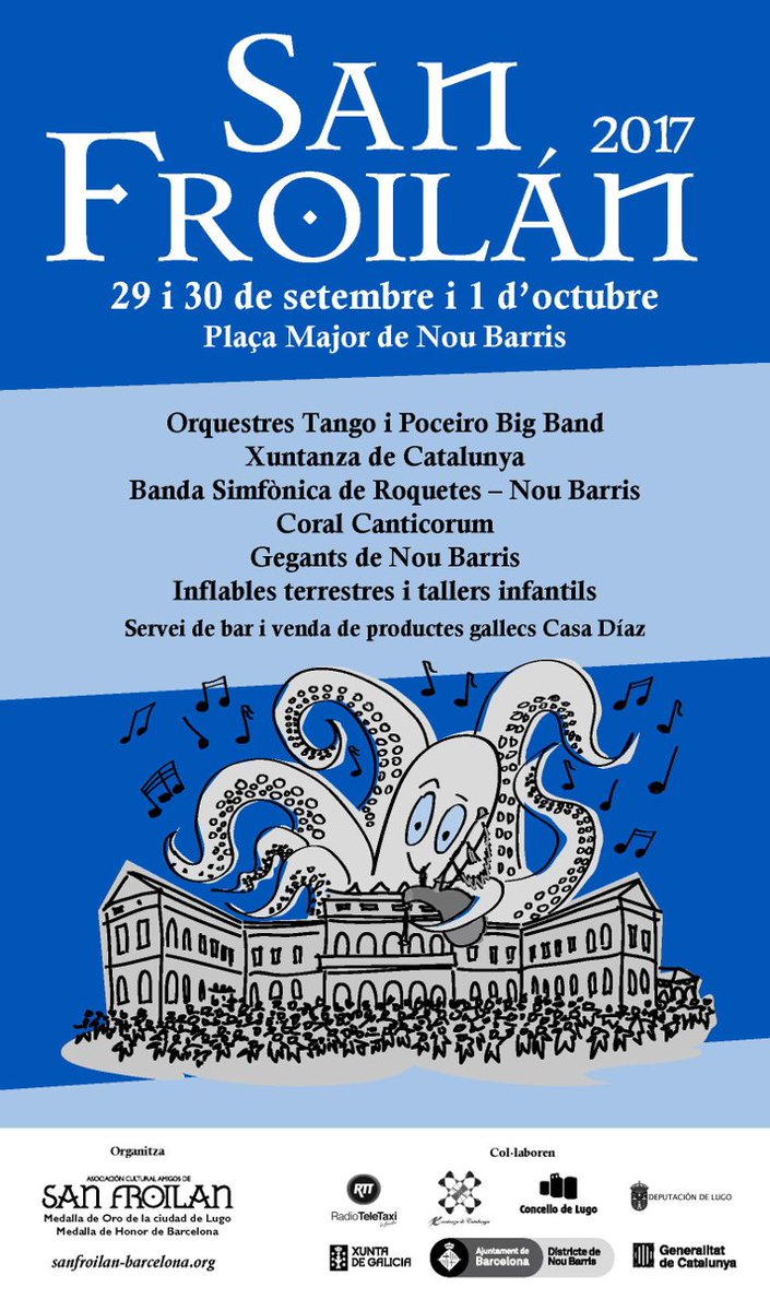 Divendres comença #SanFroilán a la pl.Major de #NouBarris, amb <a href="/Gegants9Barris/">Gegants de NouBarris</a>, Canticorum i el millor de Galícia! ow.ly/3CVy30frbqq