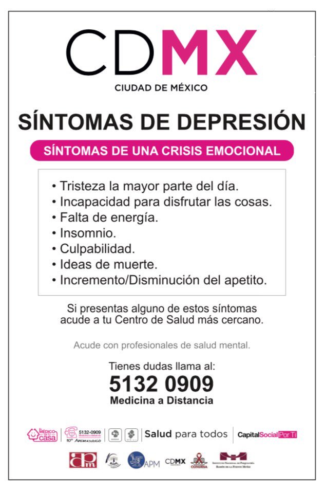 Tras un sismo es probable presentar algún tipo de crisis emocional, conoce los síntomas de la depresión y pide ayuda al 5132-0909