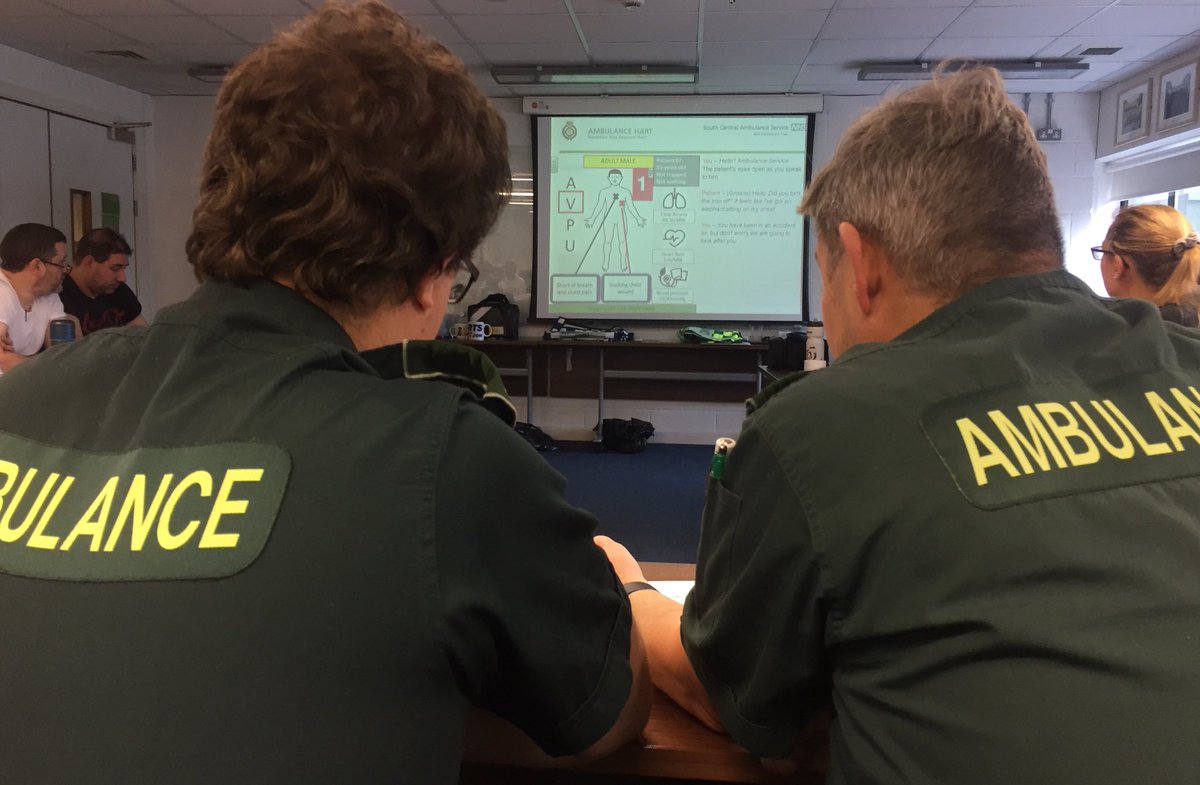 SCAS_HART's tweet photo. It’s not all playing dress up as our @SCAS999 staff get a recap on triage in the classroom #trainedtotreat https://t.co/aBHpkG3tDa