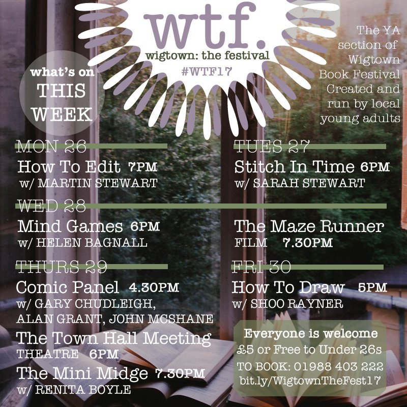 WigtownYA's tweet photo. What's on today at #WTF17? Let's consult this weeks guide... #wigtown #wbf17 https://t.co/93BmAAxRlJ