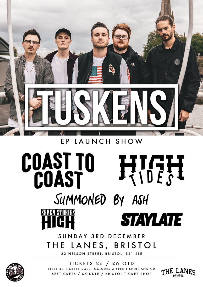 SHOW ANNOUNCEMENT! 

<a href="/TuskensUK/">Tuskens</a> will celebrate the release of their new EP at <a href="/thelanesbristol/">The Lanes, Bristol</a> on 3/12! 

Tickets: skiddle.com/e/13056725