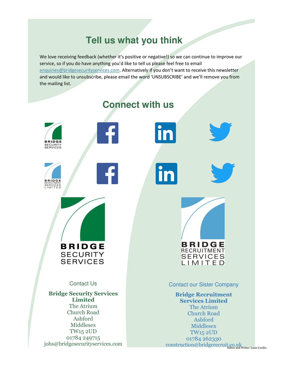 Bridge2017Jobs's tweet image. September &apos;17 Newsletter. #bridgesecurityservices #LondonConstruction #SecurityNewsletter #securityLondon