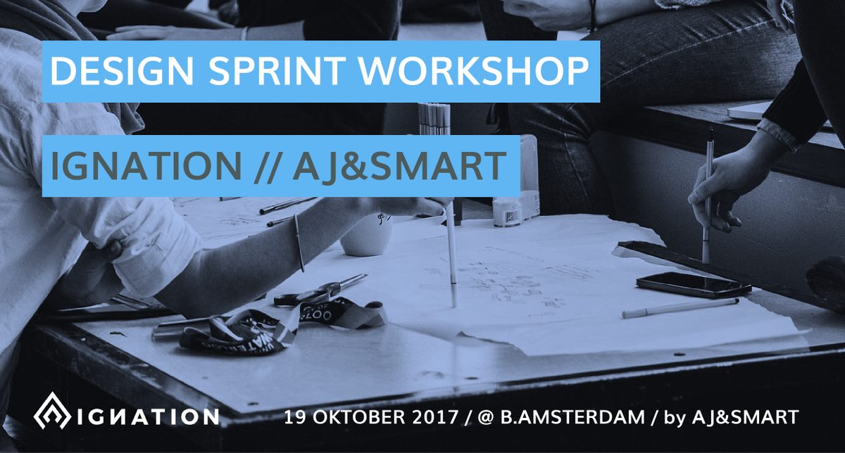 IgnationNL's tweet photo. On the 18th of October we will be hosting a Design Sprint bootcamp with @Jicecream of @AJSmartUX. Sign up here --> https://t.co/sjk6BxI5jx https://t.co/xFRe5EbiDI