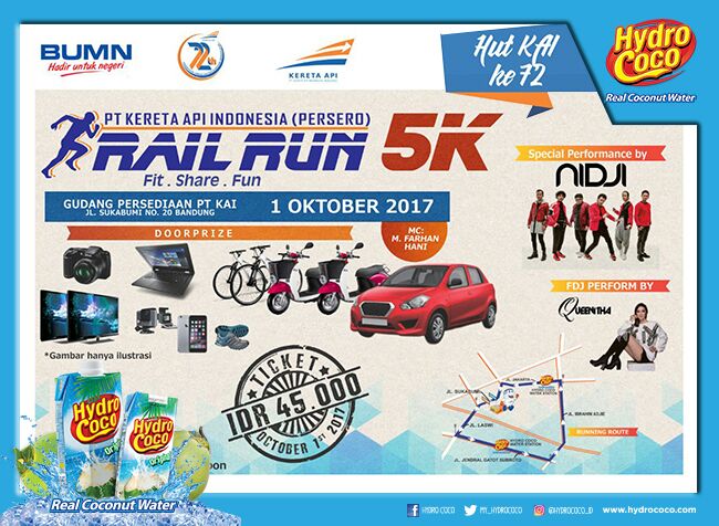 My_HydroCoco's tweet photo. Menyambut HUT PT Kereta Api Indonesia yang jatuh pada tanggal 28 September besok. Yuk ikutan #RailRun untuk memeriahkan Hari Kereta Api. https://t.co/7k7f8uOWSV