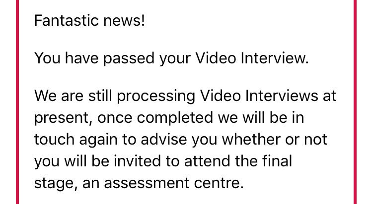 KmbfSylar's tweet photo. I passed the video interview for a grad scheme, but still may not get invited to an asses centre? Is that true? @ABFGroceryGrads #AskAbf https://t.co/PKogxQxIhQ