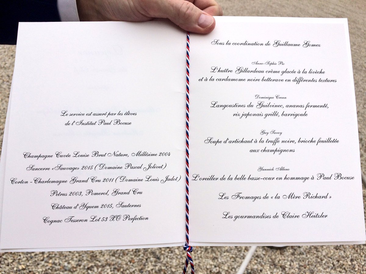 jrbaudot's tweet image. Le menu du repas des 180 chefs étoilés reçus ce jour à l'Elysée #infoBFMTV #gastronomie