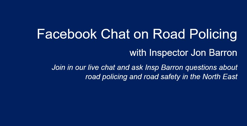 PSOSNorthEast's tweet photo. We're having a final live facebook chat on road policing with #RPInsp Jon Barron before he retires!  Wed 4 Oct 6.30-8.30pm on our FB page. https://t.co/pNWL64Eyf3