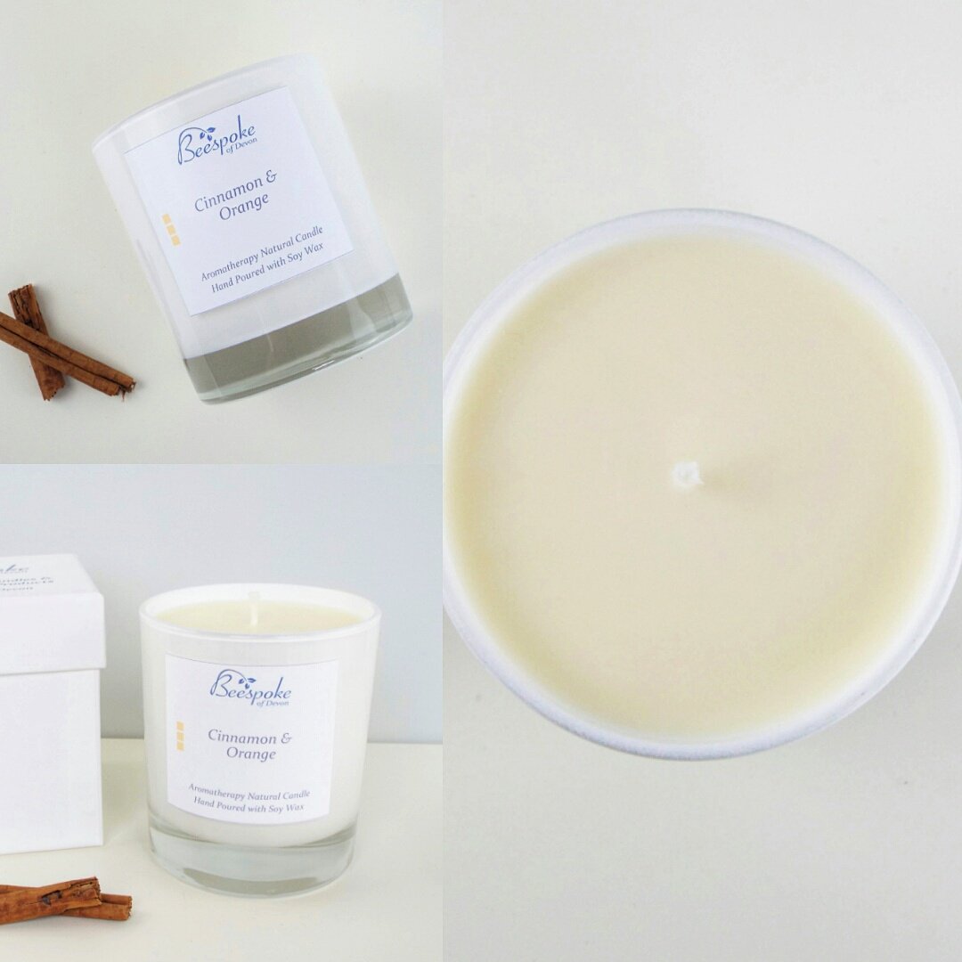 beespokeofdevon's tweet image. @beespokeofdevon popular winter candle with cinnamon and orange. Soy wax and pure essential oils candle . Luxury white glass and gift box 😊