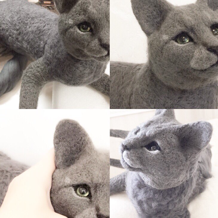 羊毛フェルト。ロシアンブルー。子猫。猫。 羊毛フェルト オーダー受付