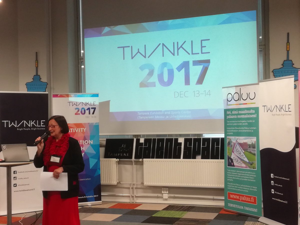 Twinklenetwork's tweet photo. Sointu Lanki from @OsuuskuntaPaluu opening #TWINKLE2017 's press conference #diversity #innovation https://t.co/U2K72k0w1k