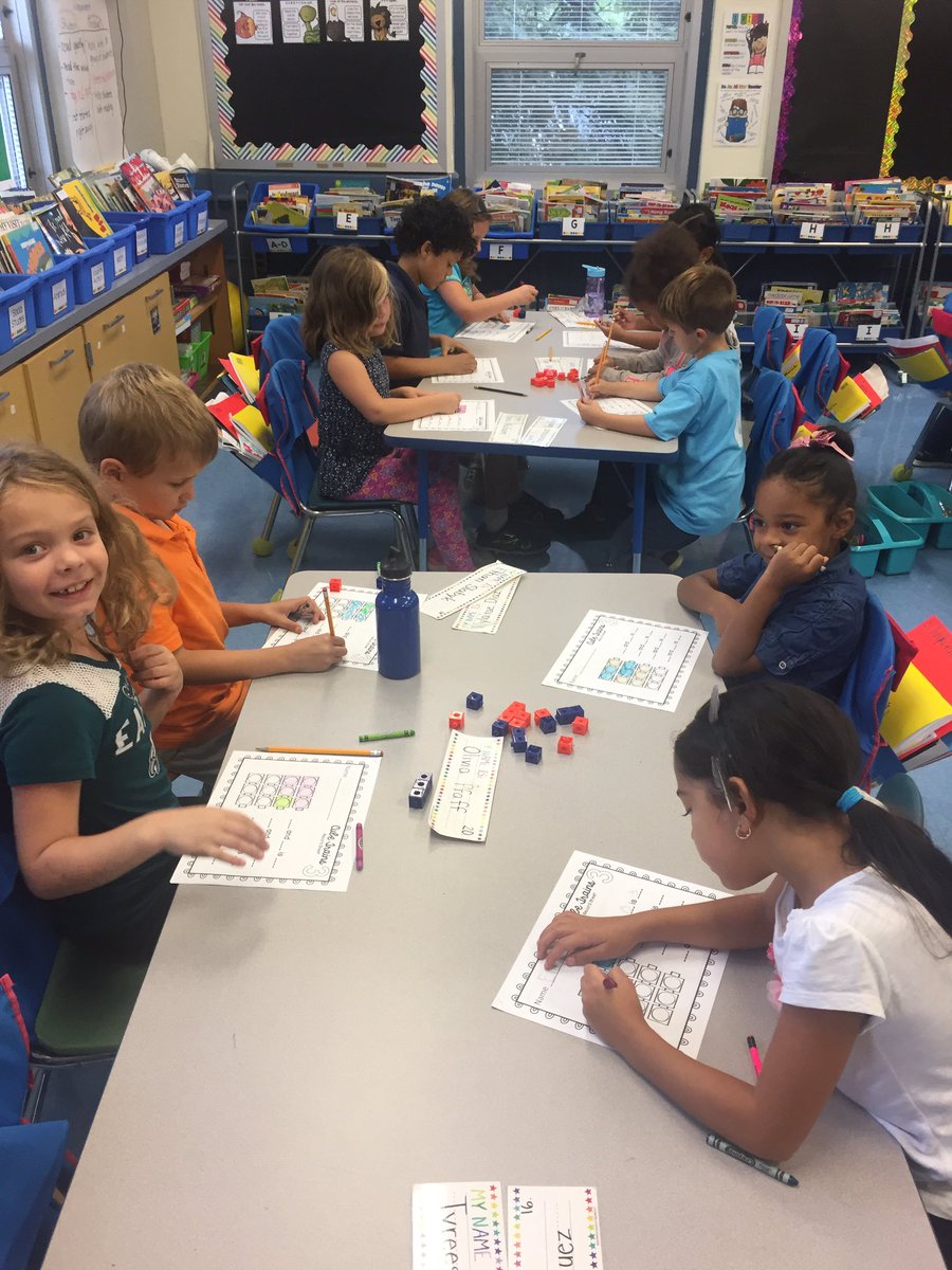 Our 1st Grade mathematicians decomposing numbers with cube trains :)