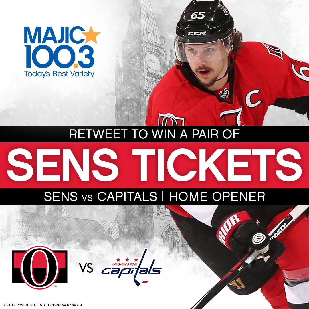 Move100Ottawa's tweet image. Retweet to WIN a pair of @Senators tickets to the Home Opener, Thursday October 5th at 7:30pm @CdnTireCtr