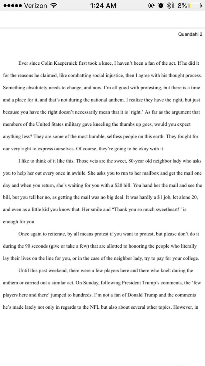 Essay Writing On Newspaper Alec Quandahl On Twitter My Essay Regarding My Thoughts On Protests In The Nfl Please Read And Share Thank You And God Bless Essay Good Health also Life After High School Essay Alec Quandahl On Twitter My Essay Regarding My Thoughts On How To Write A College Essay Paper