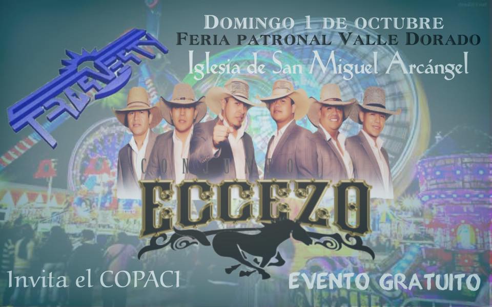 ConjuntoEccezo's tweet photo. Este Domingo 1 de Octubre nos vemos en #ValleDorado Naucalpan en la fiesta patronal para ponerte a bailar, con @SonidoTrasvesty y mas.🤠🤠🤠 https://t.co/JRy8WXO3xp