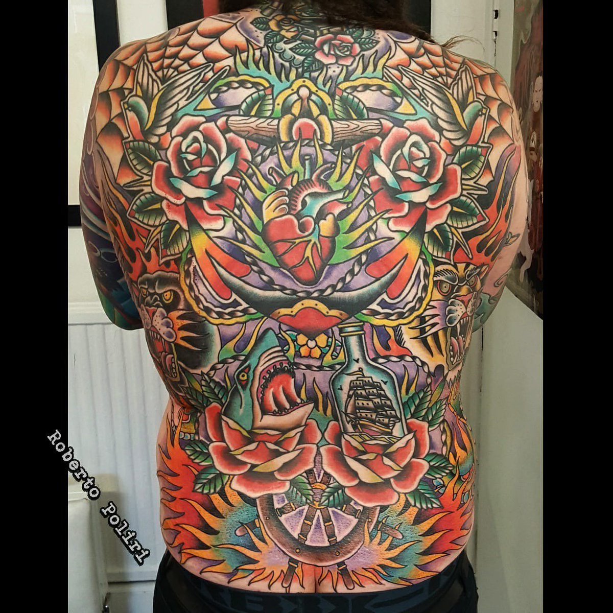 LandAhoyTattoos's tweet photo. Roberto finished Ben's back piece https://t.co/jCV5Pek6kR