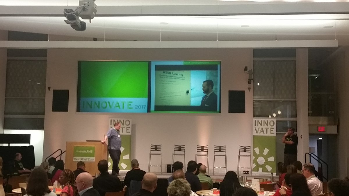 NimbleMollie's tweet photo. @HandSociety shares how they used @salesforce to interact with @NimbleAMS and @amazon #Alexa at their annual conference. #innovate17 https://t.co/XeIGbz10Io