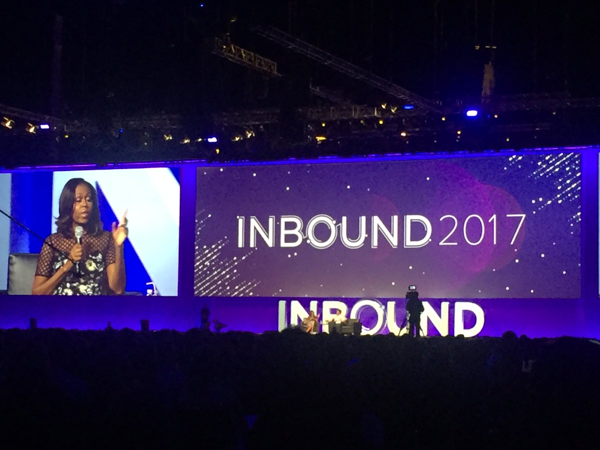 e_boost's tweet image. Michelle Obama @Inbound 2017 - “if you work with people, threat them as humans, with empathy” #TheInboundJourney