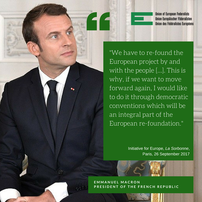 “We have to re-found the European project by and with the people” <a href="/EmmanuelMacron/">Emmanuel Macron</a> #InitiativeEurope #ToFedEU #FutureofEurope