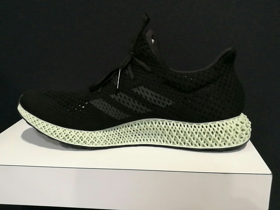 BFDesigns1's tweet photo. 3d printed @adidas shoes at the @tctshow #3dprinted #TCTShow https://t.co/zI3J2rAX1R