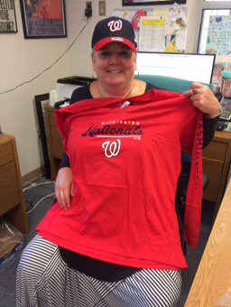 Drmlmyers's tweet photo. Ready for NATS game Friday night holding finish line tape for Presidents Race @Drmlmyers #escuelakey @APSVirginia https://t.co/PUHGrJj8Nb