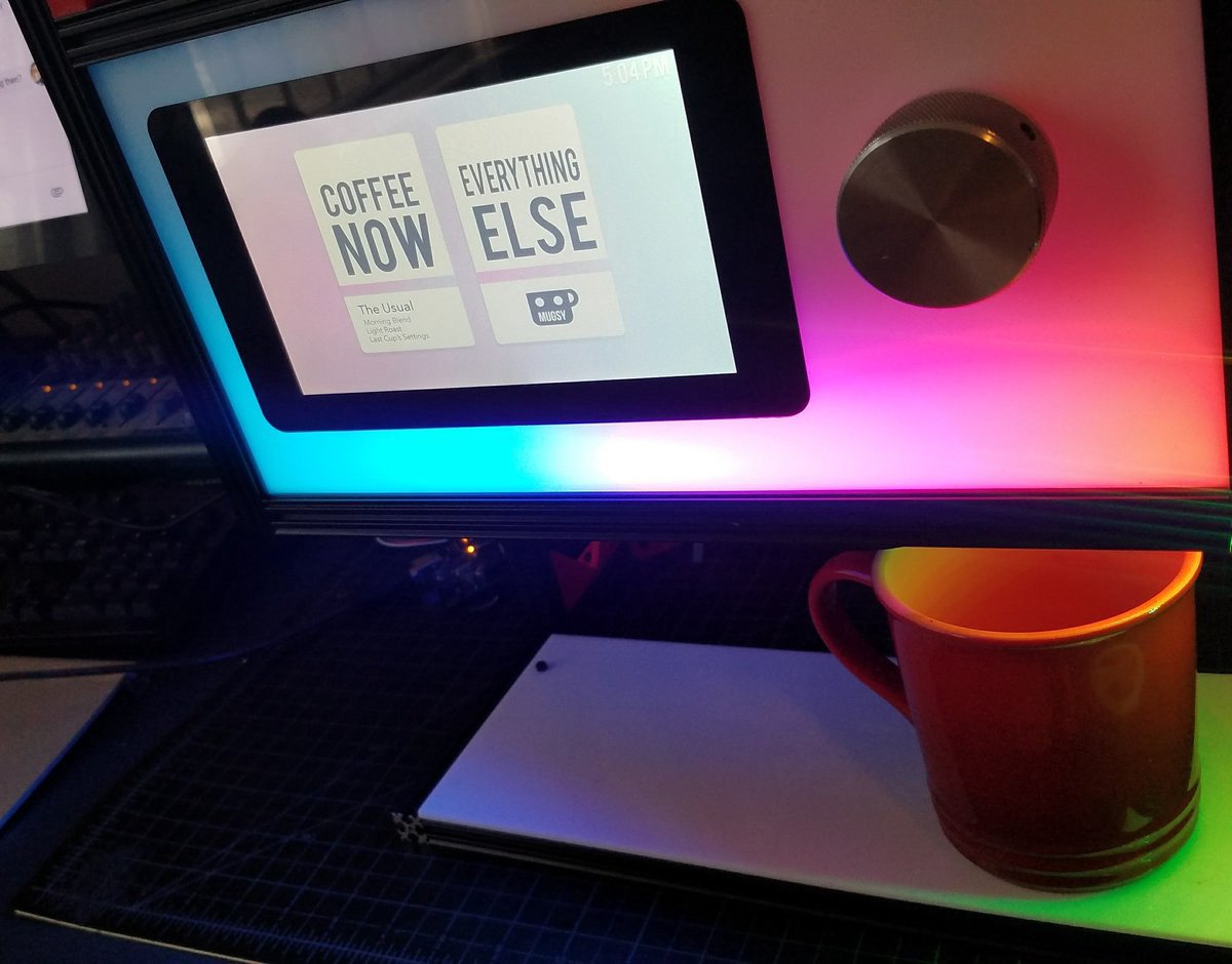 arduino's tweet photo. Mugsy is an Arduino and Raspberry Pi-controlled robotic coffee maker: https://t.co/Mh8fyPI4D5 https://t.co/rHobkF29nT