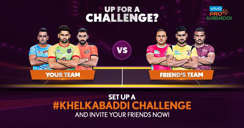 Time to turn up the volume in #KhelKabaddi! Click here to challenge your friends and show your might: prokabaddi.com/khelkabaddi/ch…