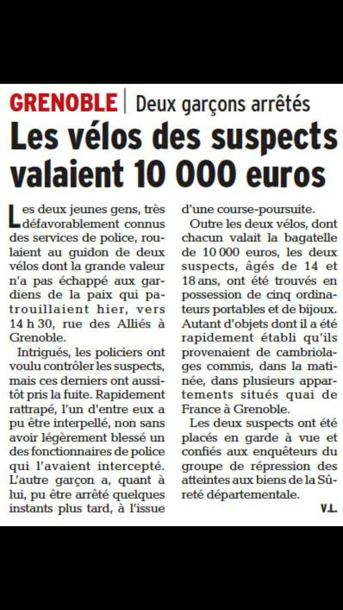 VeloVoleGre's tweet photo. #VolDeVélo à Grenoble : Une bonne nouvelle pour les propriétaires 🍀#Chance https://t.co/xdid7wauJl