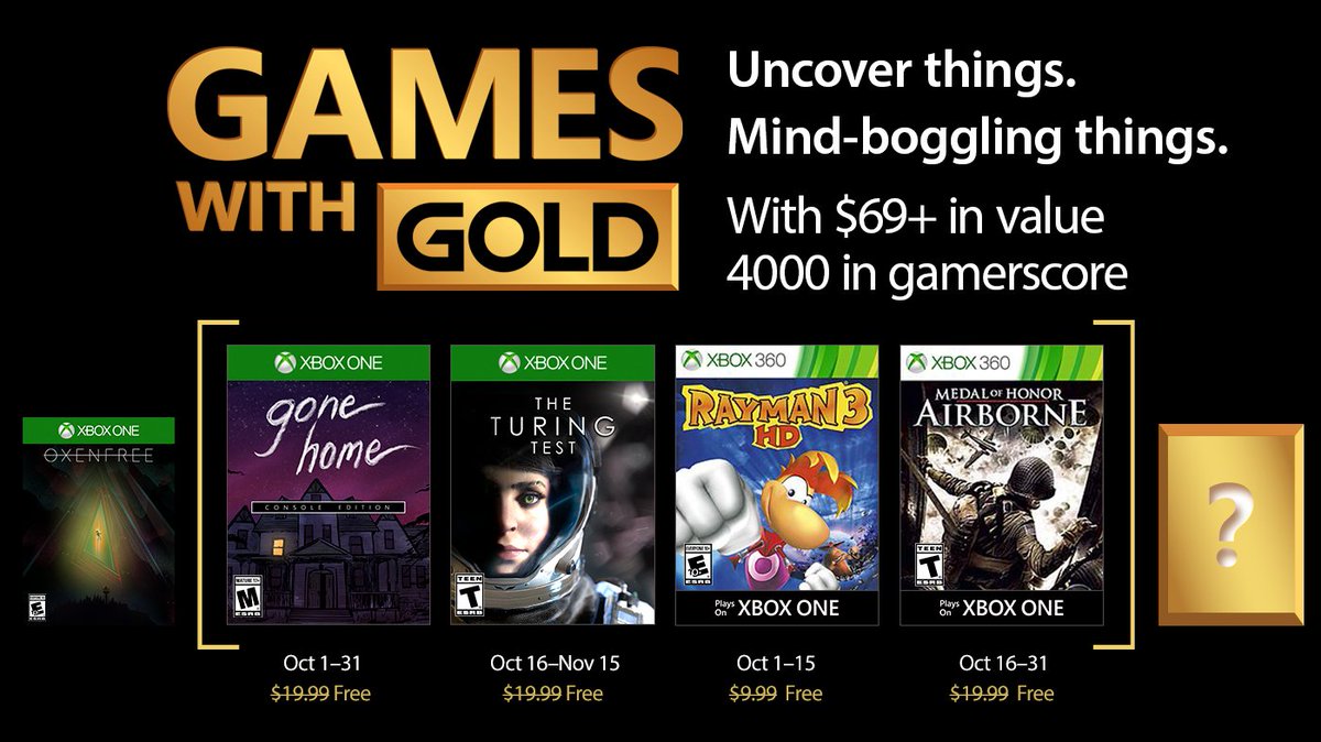 Xbox Live Games with Gold October 2017