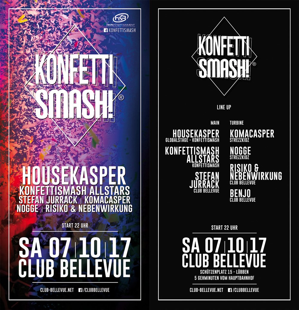 07. Oktober 2017 - Konfettismash! - 22 Uhr - Infos zum Event -> bit.ly/2w82lBY