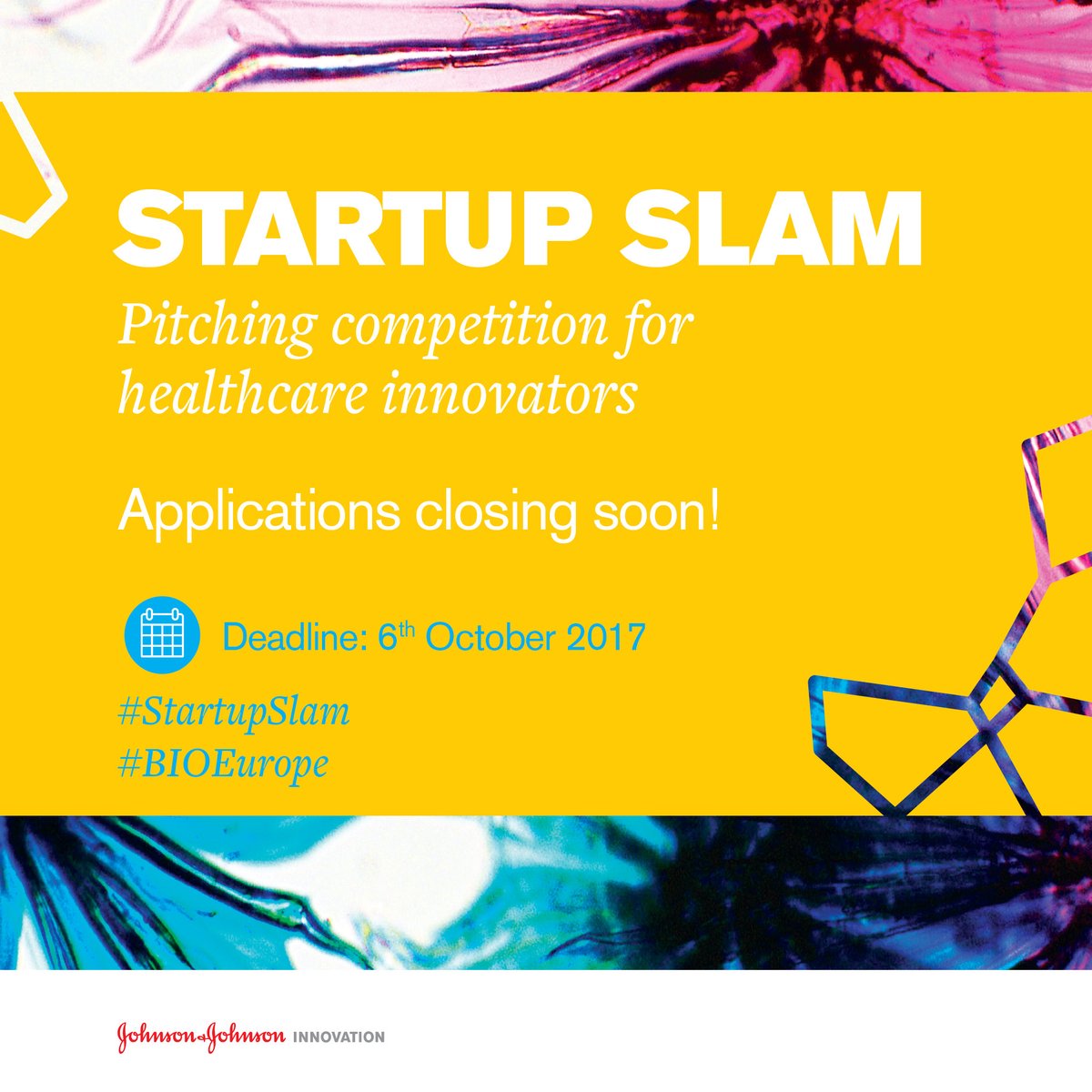 Pitch at the #Startup #Slam and become the next #star at BIO-Europe in #Berlin! <a href="/JNJInnovation/">Johnson & Johnson Innovation</a> bit.ly/2yshlaE