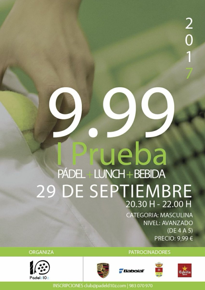¿Preparados? Vuelve el torneo más esperado de #pádel a #padeld10z. ¡No te lo puedes perder! Más info: 983 070 970 / club@padeld10z.com