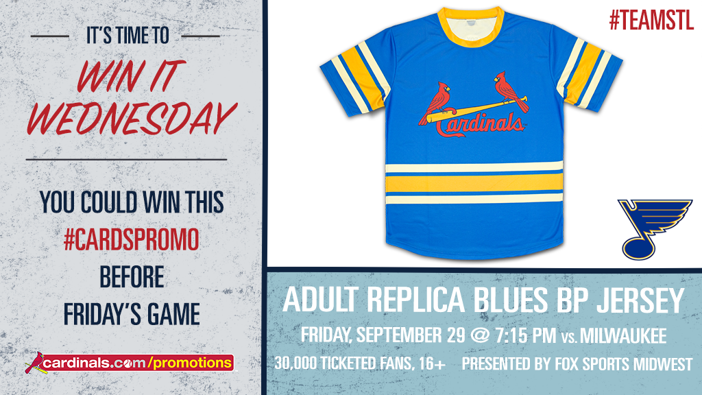 St. Louis Cardinals on X: It's Win It Wednesday time! Retweet this to win  a replica #stlblues Batting Practice Jersey.   #CardsPromo #TeamSTL  / X