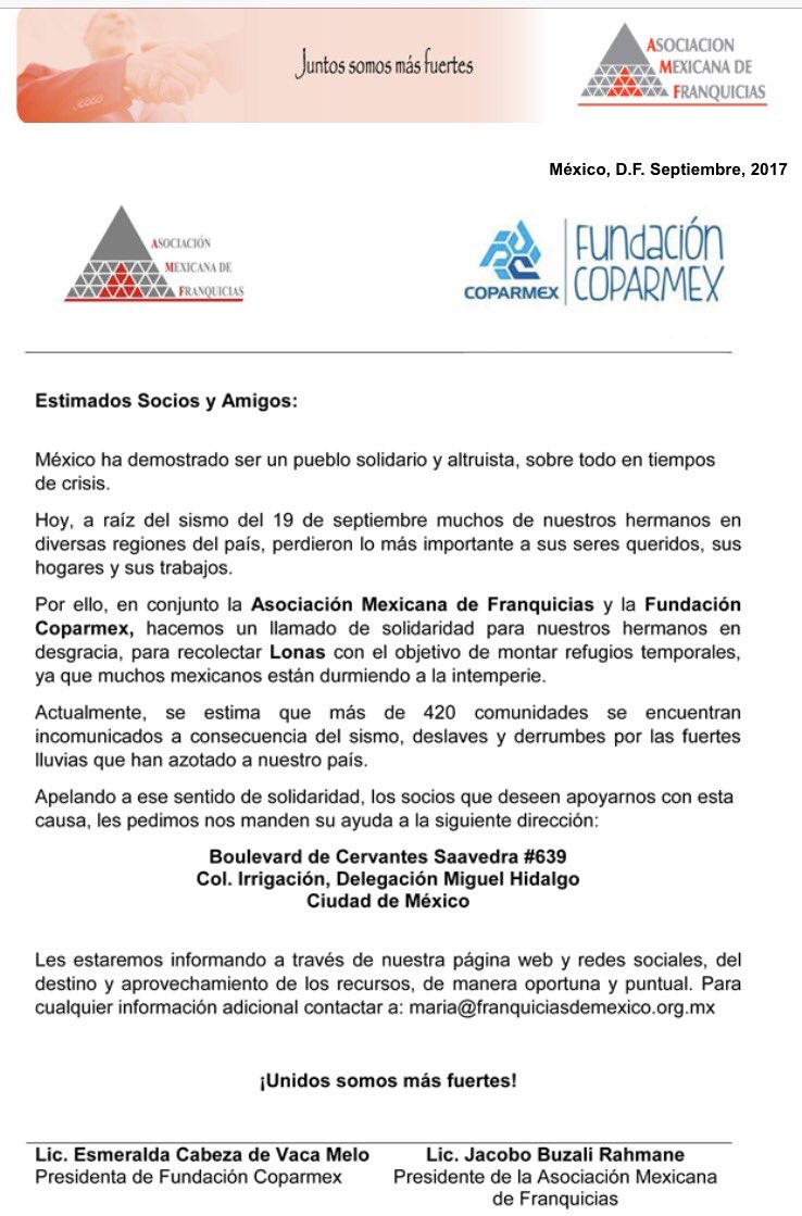 Maria_directora's tweet image. Tienes una lona de alguna promoción pasada? Ayuda a Mexico y dónala démosle techos a nuestros mexicanos