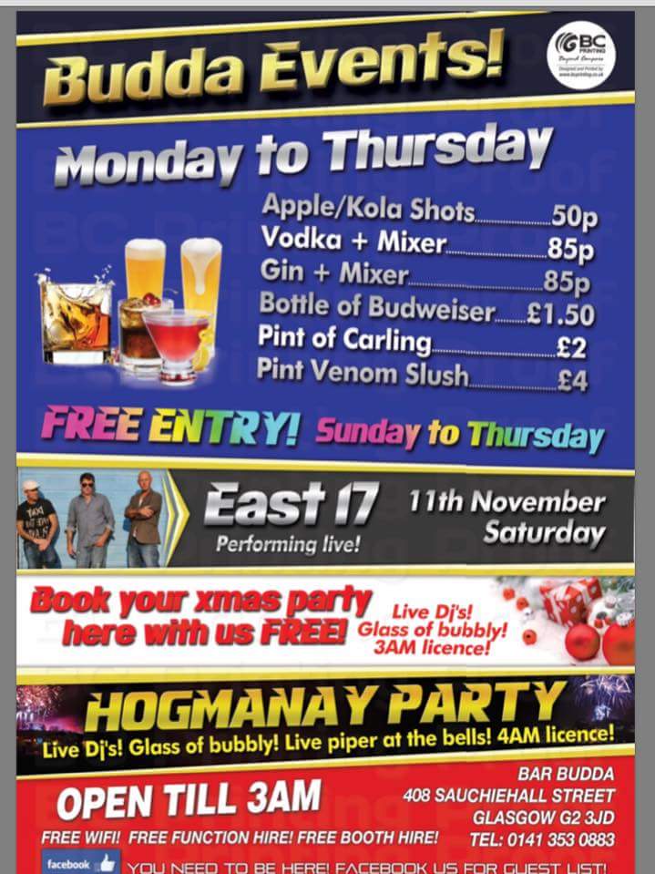 👀 at our new drinks promos plus East 17 performing live as Well!