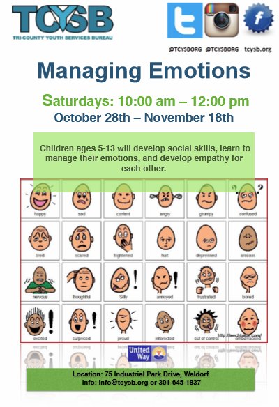 Managing emotions 4 kids on Saturdays in Waldorf MD #feelingsmatter #kidsmatter